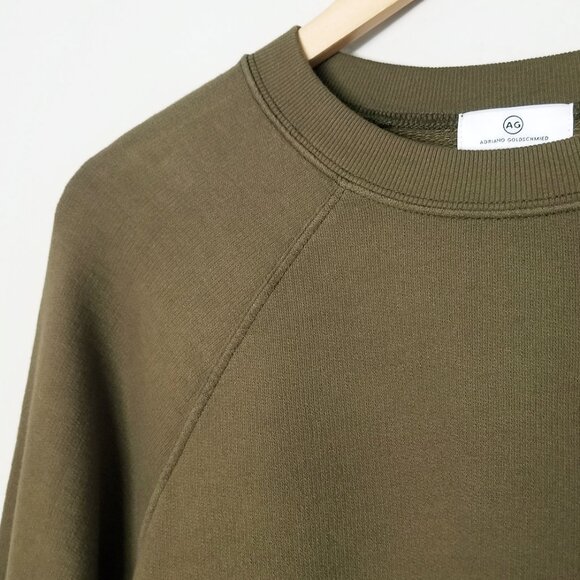 AG Adriano Goldschmied Olive Army Green Crewneck Sweatshirt Elba Womens S Cotton - Picture 6 of 13